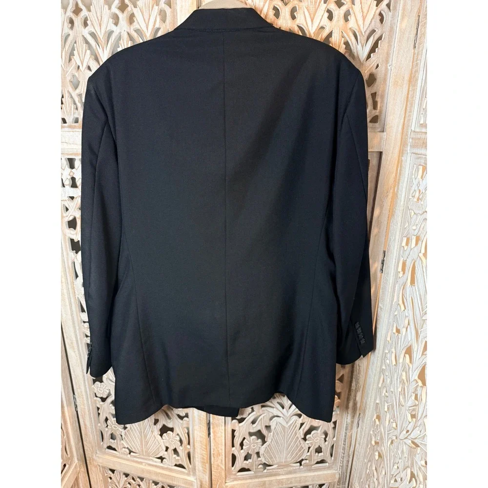 Stafford American Craftsmen Mens 42R Black DoubleBreasted Suit Jacket Wool Blend
